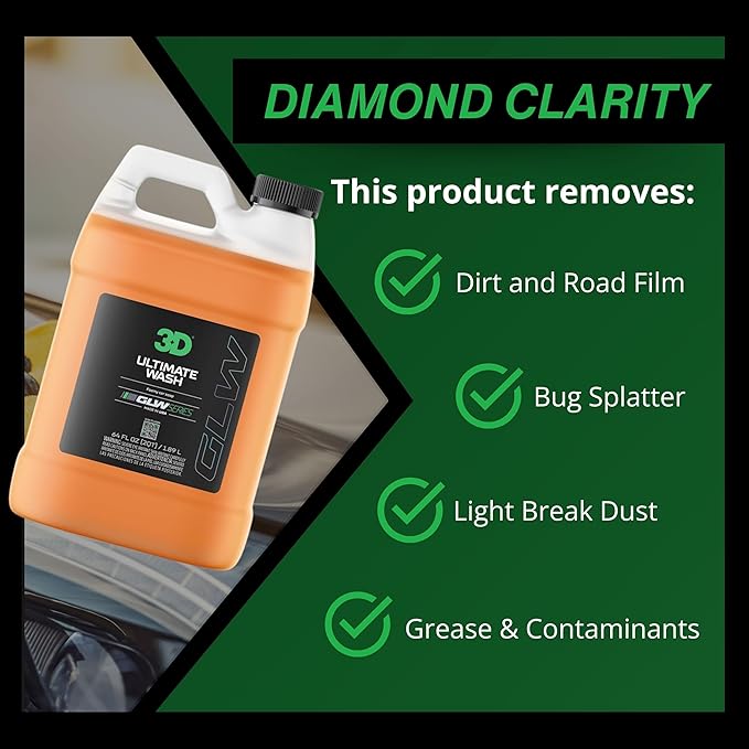 3D GLW Series Ultimate Wash – pH Neutral Car Wash Soap with Ultra Foam – Scratch-Free, High-Foaming Shampoo for Paint Protection – Safe for All Finishes - 16 oz