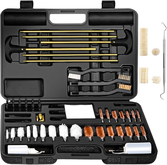 BESTNULE Upgrade Brass Universal Gun Cleaning Kit for Rifles, Pistols,Handguns, Shotguns, Gun Cleaning Kits for All Guns, Gun Cleaning Supplies with Brass Rods and Portable Case