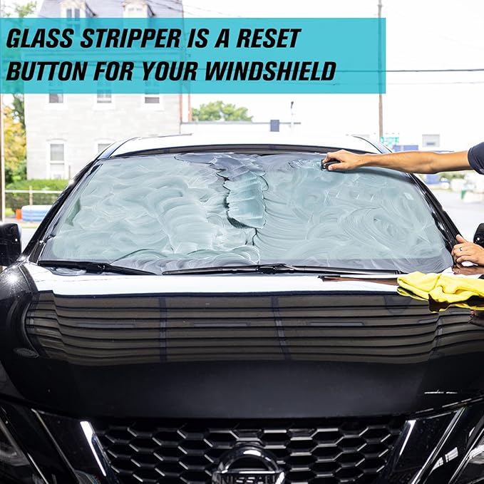 Invisible Glass 91411 Glass Stripper – Hard Water Spot Remover – Strips Coatings, Waxes, Oils & Road Film – Preps Windshields for Rain Repellent & Ceramic Coating – 4 Fl Oz