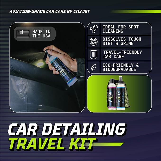 Travel Kit, Automotive Care Kit, 4 Piece Set, Includes 8oz Car Shampoo, 8oz Quick Shine, and Two Microfiber Towels
