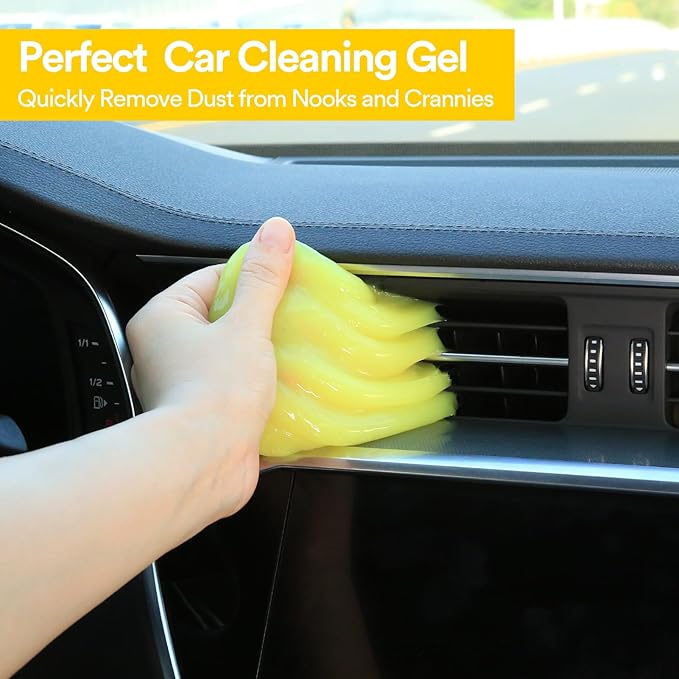 PULIDIKI Car Cleaning Gel Detailing Kit Car Cleaning Putty Gel Reusable Car Cleaning Tools Car Slime for Cleaning Car Slime Cleaner Car Cleaning Supplies Car Accessories for Men Women Yellow