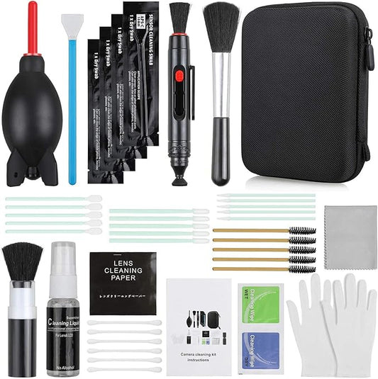17-in-1 Camera Cleaning Kit for DSLR Cameras (Canon, Nikon,Sony), with Air Blower/Cleaning Pen/Detergent/Cleaning Cloth/Lens Brush/Carry Case