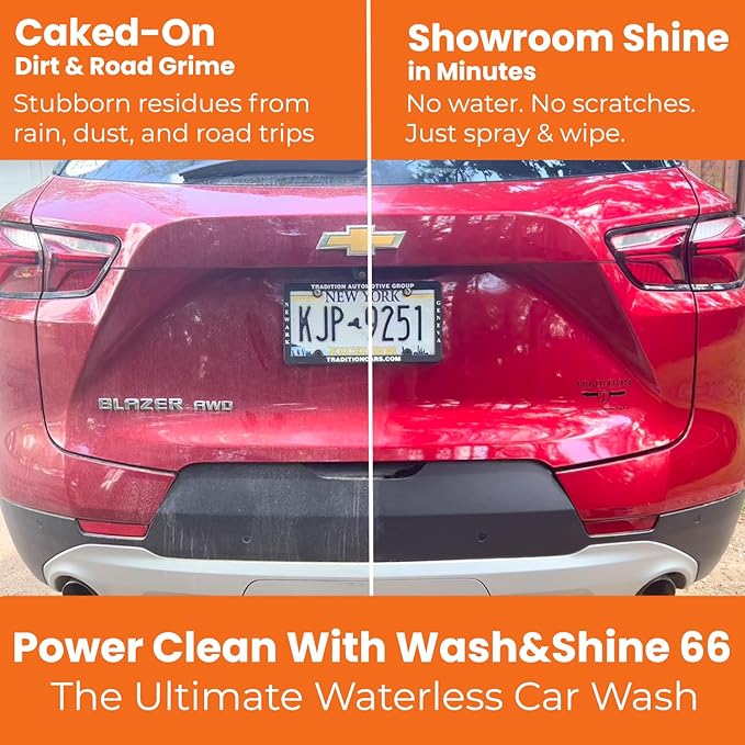 Shinykings Wash&Shine 66 32 fl.oz WATERLESS Car Wash with Ultra Car Shine Effect Powerful Car Wash Spray or Foam Soap for All Surfaces | Scratch-Free & Biodegradable Car Cleaner | 32 fl.oz.