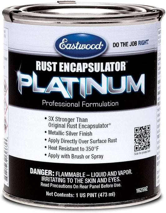 Eastwood Rust Encapsulator Platinum Pint | UV Resistant Aluminum Finish Rust Preventive Coating | Easy Apply High-Tech Formula Automotive Paint to Stop Rust | Rust Remover for Metal Structures