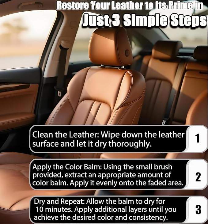 Leather Recoloring Balm, Brown Vinyl Leather Dye for Furniture Seat, Leather Repair Kit for Car Interior, Shoe Polish Paint