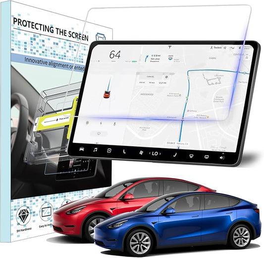 PM Auto Tempered Glass Screen Protector for Tesla Model Y Accessories, Anti-Glare/Anti Fingerprint 15 inches TouchScreen Protector for Model Y (2020-2025) w/o Juniper Include Alignment Kit