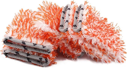 SPTA Microfiber Car Wash Mitt for Small Area, 5Pcs Ultra Absorbent Car Wash Gloves, Plush Fiber Cloth Material, Safe Washing with Any Soap, Bucket, Foam Gun, Foam Cannon, 6.5Inch x 5.5Inch Size