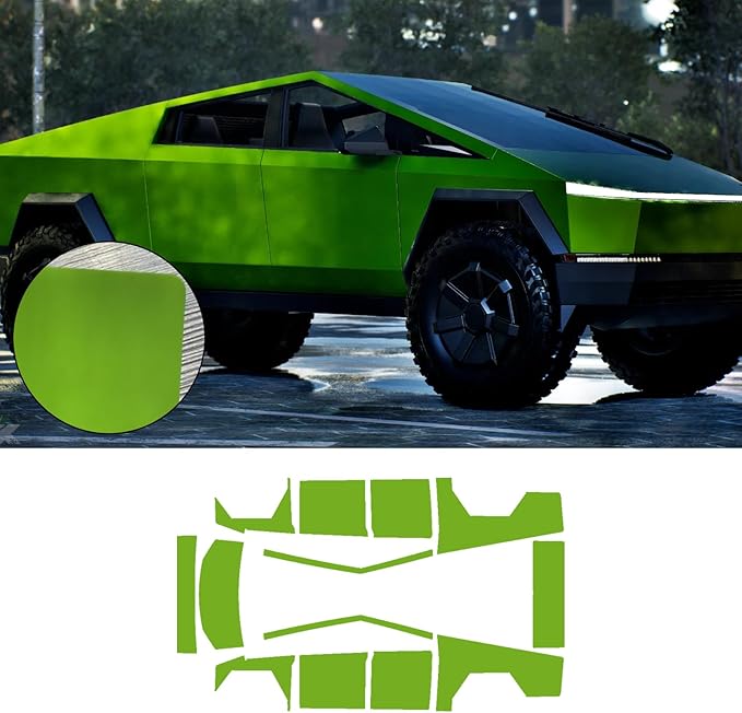 Precut Paint Protective Film for Tesla Cybertruck 2024-2026 Full Body 8.5Mil TPU PPF Color Change Film Self Adhesive Scratch Protector Exterior Accessories (Fluorescent Green)