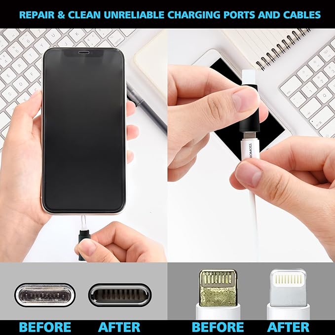 Cleaner Kit for AirPod, Multi-Tool iPhone Cleaning Kit, Cell Phone Cleaning Repair & Recovery iPhone and iPad (Type C) Charging Port, Lightning Cables, and Connectors, Easy to Store and Carry Design