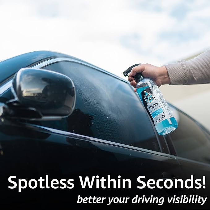 Rev Auto Car Window Cleaning Kit - Includes 32oz Car Window Cleaner and 3 Window Drying Towels | Ammonia Free Glass Cleaner That is Tint Safe | Auto Glass Cleaner/Auto Window Cleaner Spray