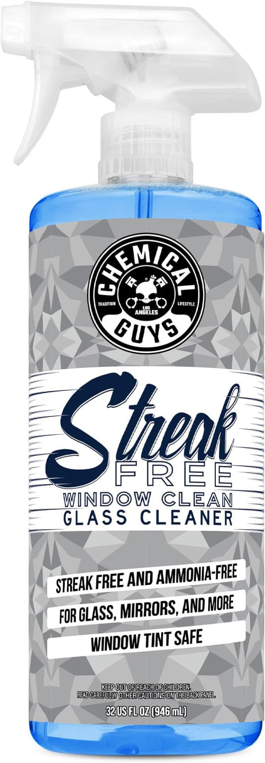 Chemical Guys Streak Free Window Cleaner – Ammonia-Free Glass Cleaner for Crystal Clear Clarity, Safe on Tint, Mirrors, Touchscreens, Windshields, and Chrome, 32 fl oz