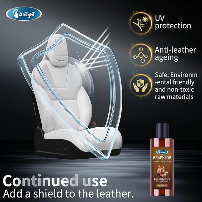 AirTighT Graphene Leather Conditioner and Leather Care,Non-Toxic Will Not Darken Leather,Safe of Leather Apparel, Furniture,Shoes, Auto Interiors, Bags