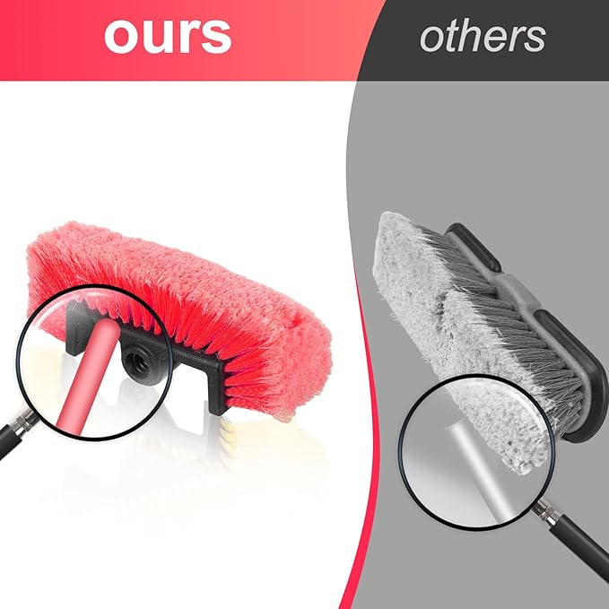 Tanlade 2 Pcs Car Wash Brush Head with Soft Detailing Bristle Flow Through Car Cleaning Brush Exterior Wash Equipment for Auto Truck RV Boat Camper(10 Inch,Red)