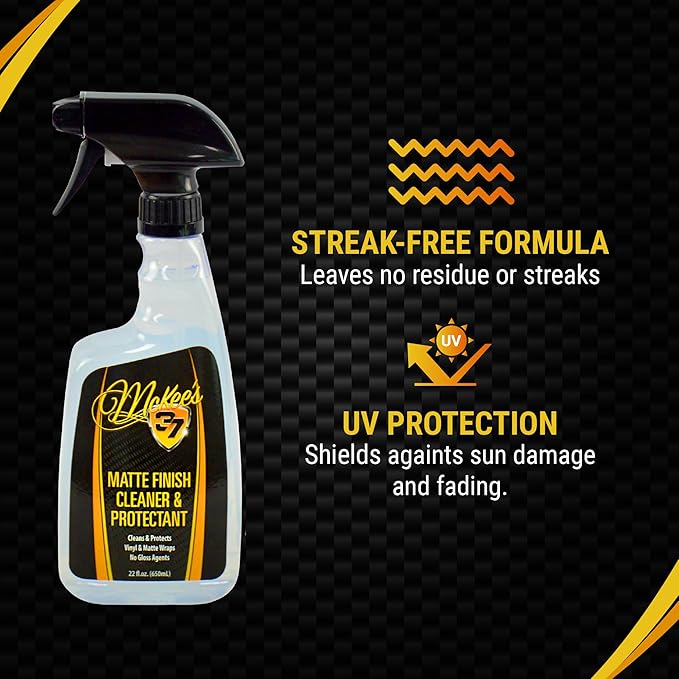 McKee's 37 - Matte Finish Cleaner & Protectant | Matte Paint Cleaner Safe for Vinyl Wraps, PPF - Streak-Free Shine, No Residue with UV Protection (22 oz)