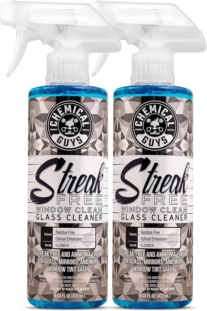 Chemical Guys Glass Cleaner Streak Free Window Spray - Works on Glass, Mirrors, Screens - Ammonia-Free, Safe on Tinted Windows, Car Windshield Cleaner for Trucks, SUVs, Home - 16 oz (Pack of 2)