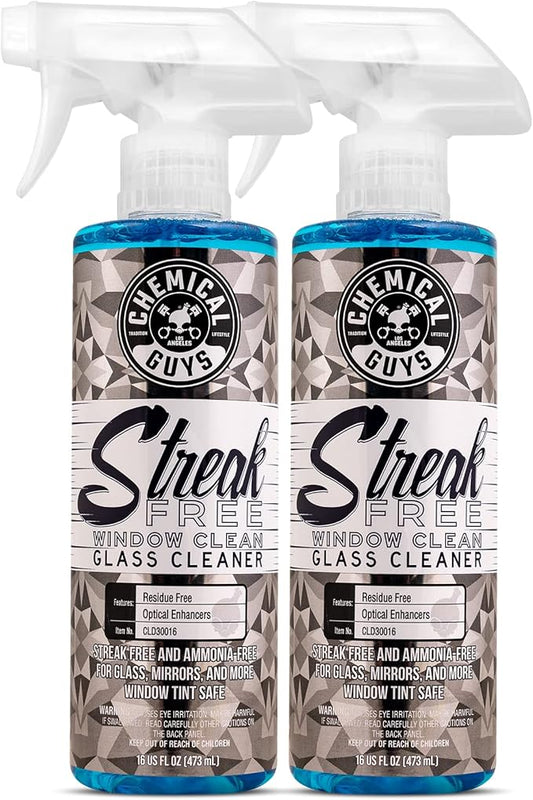Chemical Guys Glass Cleaner Streak Free Window Spray - Works on Glass, Mirrors, Screens - Ammonia-Free, Safe on Tinted Windows, Car Windshield Cleaner for Trucks, SUVs, Home - 16 oz (Pack of 2)