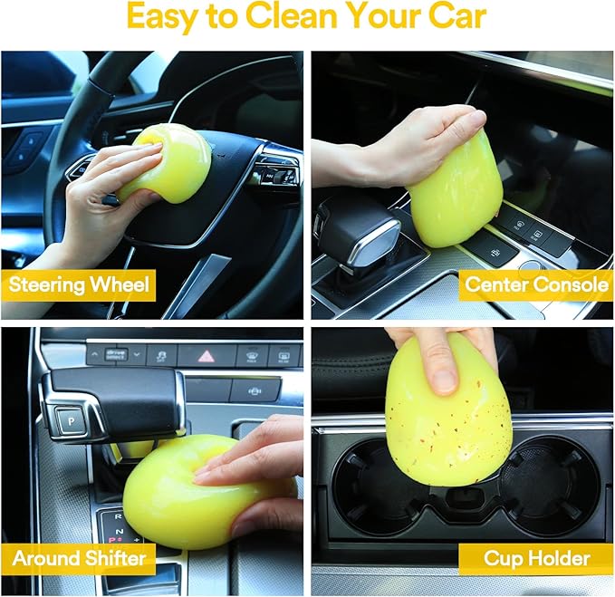 PULIDIKI Car Cleaning Gel Detailing Kit Car Cleaning Putty Gel Reusable Car Cleaning Tools Car Slime for Cleaning Car Slime Cleaner Car Cleaning Supplies Car Accessories for Men Women Yellow