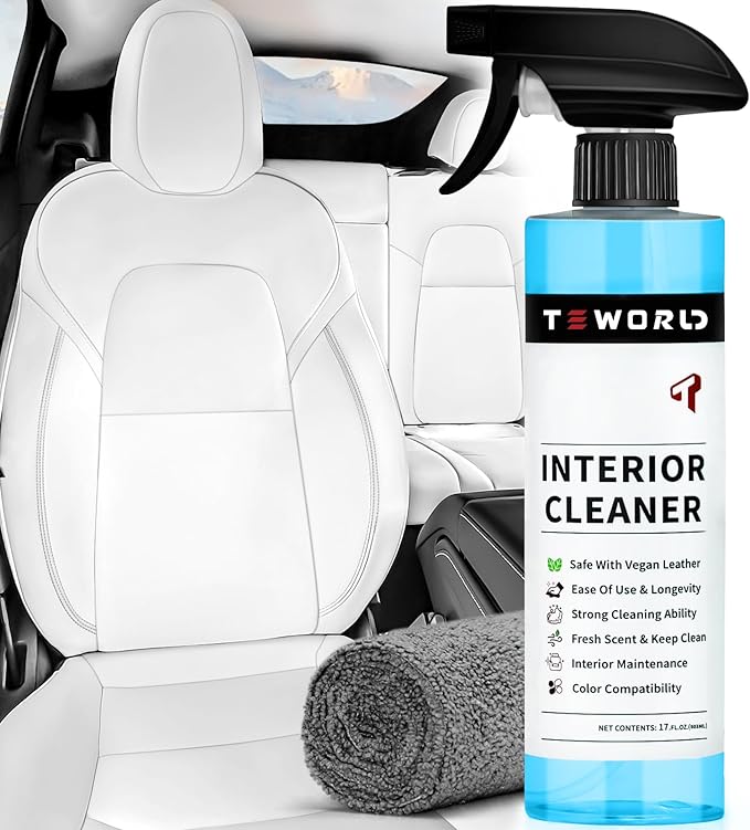Tesla Seat Cleaner Remover Stain Biodegradable, Safe on White & Black Vegan Leather, Tesla Interior Cleaning Products for Seats, Console, Dash, Tesla Model 3/Y/S/X Accessories for 2025 | 2026
