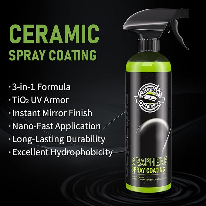 Graphene Spray Coating(16.9 Oz.) - UV Ceramic Coating for Cars -3-in-1Next Gen Car Wax Spray for Cars for Incredibly Slick, Glossy Finish- Waterless Wash & Wax (Green-500ml)
