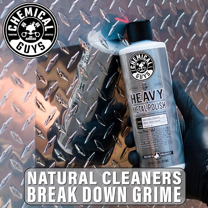 Chemical Guys Heavy Metal Polish Restorer and Protectant - Cleans, Restores & Protects, Aluminum, Stainless Steel, Chrome Polish & More, Safe for Cars, Trucks, Motorcycles, RVs, and Boats - 16 oz