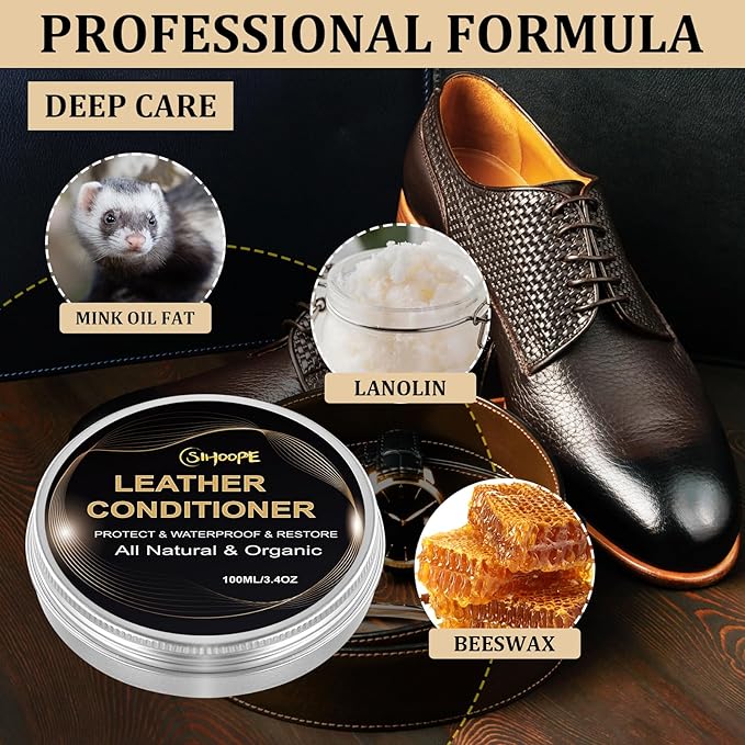 8.8oz Leather Recoloring Balm with 100ml Mink Oil,Light Brown Leather Repair Kit for Furniture,Leather Repair Cream,Leather Scratch Repair for Car Interior,Leather Conditioner for Couch