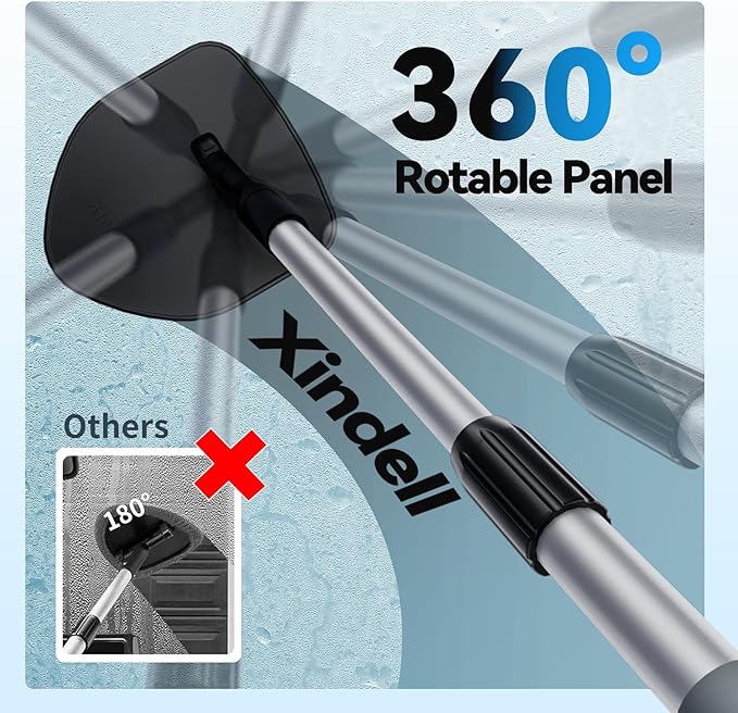 XINDELL Windshield Cleaner Tool, Car Interior Glass Cleaning Kit with 360° Rotating Head Extendable Handle, Reusable Microfiber Pads, Auto Detailing Windshield Cleaning Tool for Cars Trucks -Orange