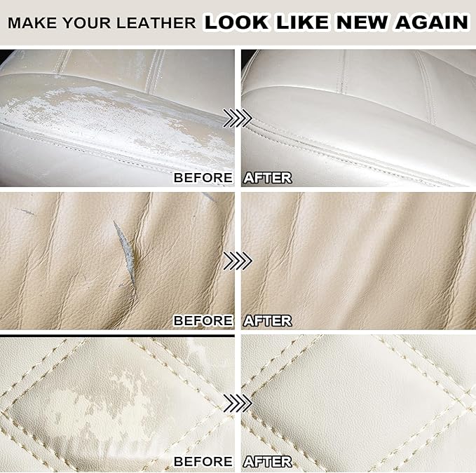 STARTSO WORLD Cream Leather Repair Kit for Furniture, Leather & Vinyl Repair kit for Car Interior, Couches, Car Seat, Jacket, Sofa, Boat or and Purse, Restores Faux, Artificial, Genuine Pleather