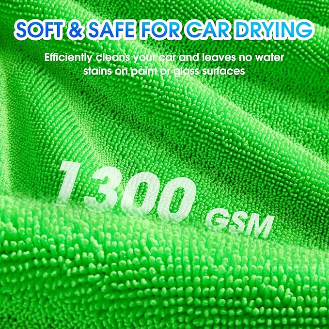 48”x24” Car Drying Towel for Full-Sized SUV, Dual Sided Car Cleaning Cloth with Twisting Yarn Technique, 1300GSM Super Absorbent Scratch-Free, Twisted-Loop Microfiber Towels for Cars, Trucks