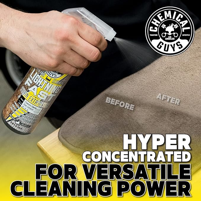 Chemical Guys Lightning Fast Carpet and Upholstery Stain Extractor - Chemical Guys Carpet Cleaner, Great for Fabric, Upholstery, Cars, Home, Office, Furniture, and More, Fresh Scent - 16 oz