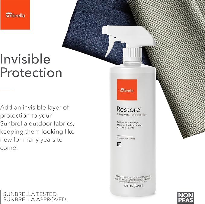 Sunbrella Restore Fabric Protector | Water-Repellent Spray for Outdoor Fabrics | Easy Use, Non-PFAS | Protect & Restore Upholstery | 32 fl oz