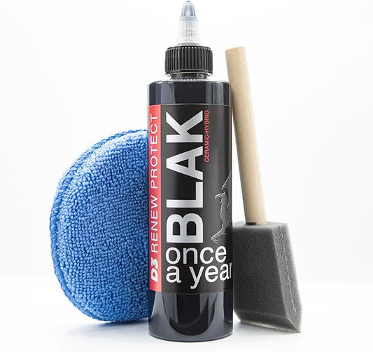 RENEW PROTECT - Blak, Semipermanent Rich Black Tire & Trim Treatment, Mid to High Shine, Floor Mat- RV- Golf Cart, Motorcycle-Safe, Acrylic Ceramic-Hybrid Protectant, Wash-Proof, 5 min Dry-Seal 8oz