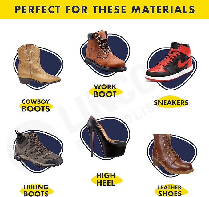 Lincoln Shoe Shine Brush Kit 7 Piece Set – Premium 100% Horsehair Brush Set with 6.7" Shine Brush, 2 Applicators, 2 Shoe Horns & 2 Soft Polish Cloths – Leather Shoe Care Kit for Men & Women