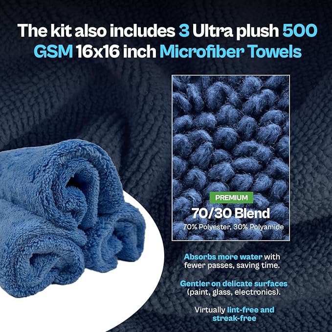 Captain's Car Care Exterior Cleaning Trio Kit, Foam Soap, Ultra HD Wheel Cleaner, 6 Month Ceramic Protection Spray, 3-Step Car Care System, Premium Scented Formulas, for Cleaning and Protection.