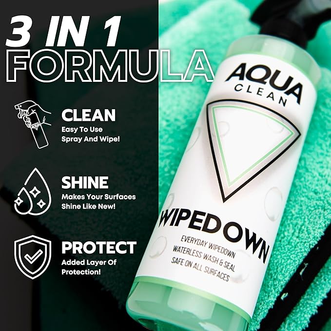WIPEDOWN 3-in-1 Ceramic Waterless Wash & Quick Detailer | Boat Cleaner | Marine UV Protection, Long-Lasting, High-Gloss | Boats, RVs, Cars | Extend Wax, Coatings, & Sealants | Made in USA