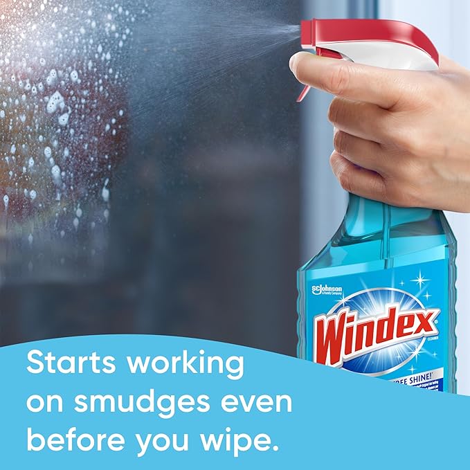 Windex Glass Cleaner Spray Refill, Original Blue Window Cleaner Works on Smudges and Fingerprints, Bottle Made from 100% Recovered Coastal Plastic, 2L (Pack of 2)