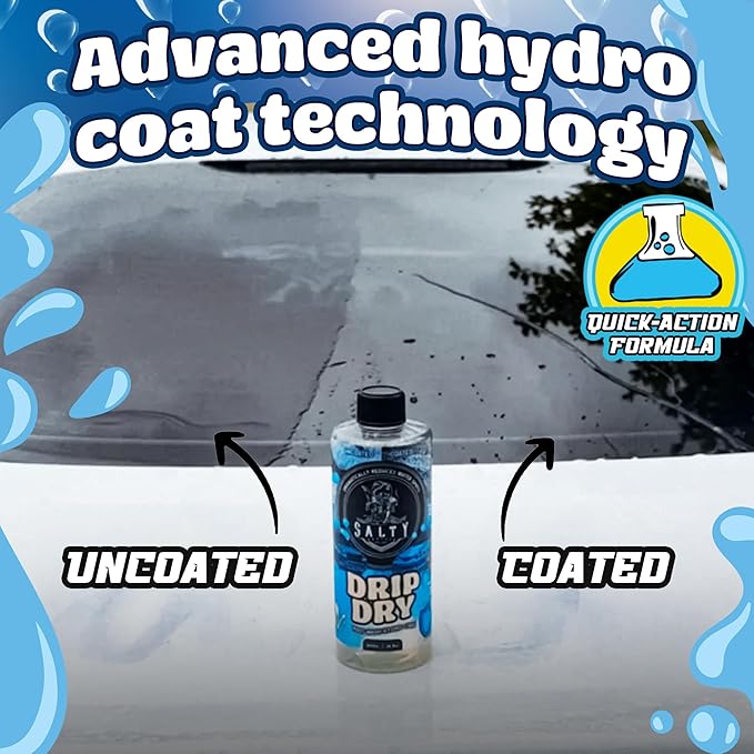 Salty Captain Drip Dry Hydrophobic Coating 16.9oz – Post Wash Hydro Coat Safe for Cars, Boats & RVs – Glossy, UV-Protected Finish – Foam Gun Compatible & Easy to Apply – Premium Lab Tested Quality
