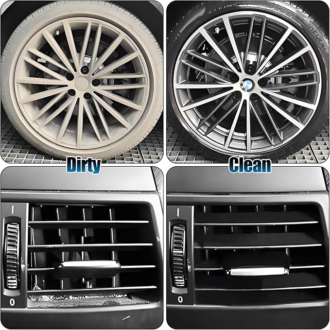 8Pcs Wheel Brush, Tire Brush, Wheel Cleaner Brush Set - 2 Soft Wheel Cleaning Brushes, Detailing Brush & Hard Tire Scrubber, Flexible and Durable Rim Cleaning Brush Kit for Wheels and Tires