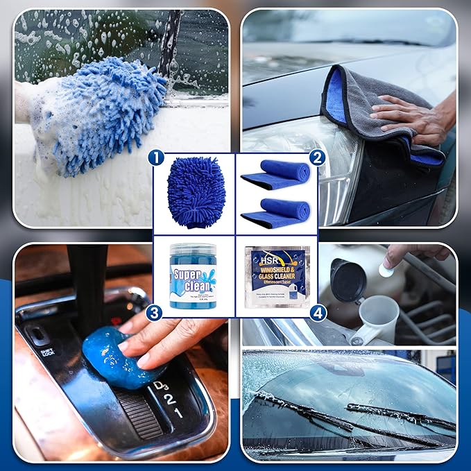 31pcs Car Detailing Kit Interior and Exterior Cleaner, Car Cleaning Kit with Professional Car Detailing Brush Set, Car Wash Kit and Auto Detailing Kit. Reusable, Perfect for Cars and Bikes