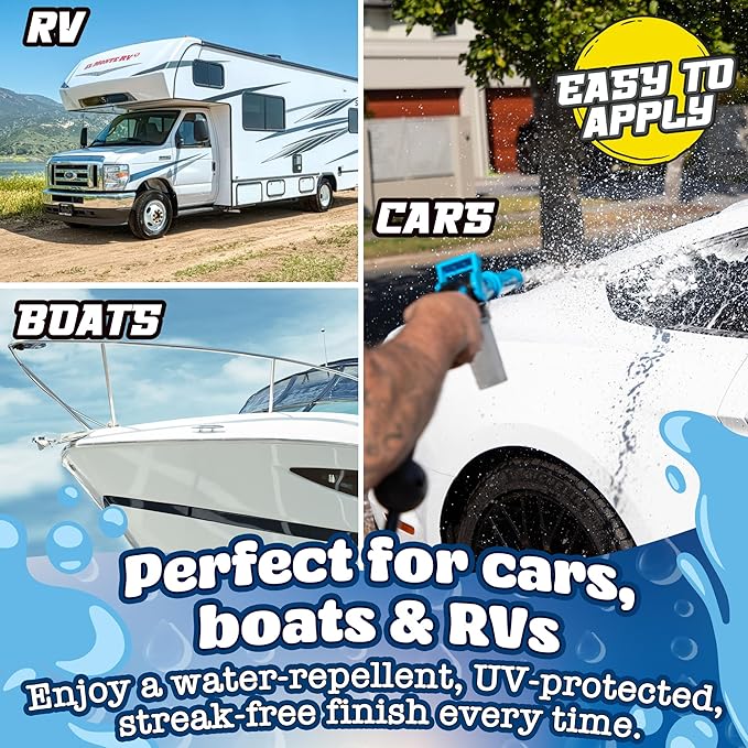 Salty Captain Drip Dry Hydrophobic Coating 33.8 oz – Post Wash Hydro Coat Safe for Cars, Boats & RVs – Glossy, UV-Protected Finish – Foam Gun Compatible & Easy to Apply – Premium Lab Tested Quality