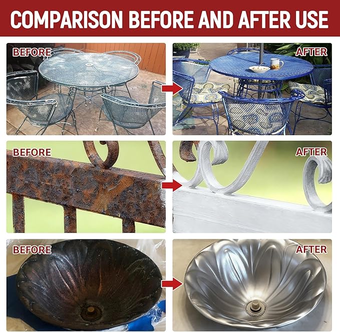 YOA Metal Rust Protective Paint, Matte Red 32oz. Suitable For Metal, Trailer And Truck Frames, Cargo Boxes, Car Chassis, Boats, Etc. Ultra Powerful Rust Remover, Inhibitor, Converter