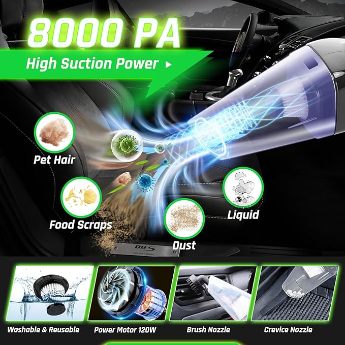 47PCS Car Detailing Kit Interior Cleaner, Car Cleaning Kit, Car Vacuum Car Interior Detailing Kit, Car Wash Kit with Bucket Auto Detailing Brush Set Car Accessories for Motorcycle, Cars, Bikes, Wheels