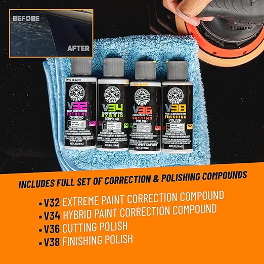 Chemical Guys TORQX Random Orbital Polisher, Pads, Polishes, and Compounds Kit - Car Polishing Kit Safe for Trucks, SUVs, Motorcycles, and More, 700W Motor, 8mm Orbit, 9-Piece Set