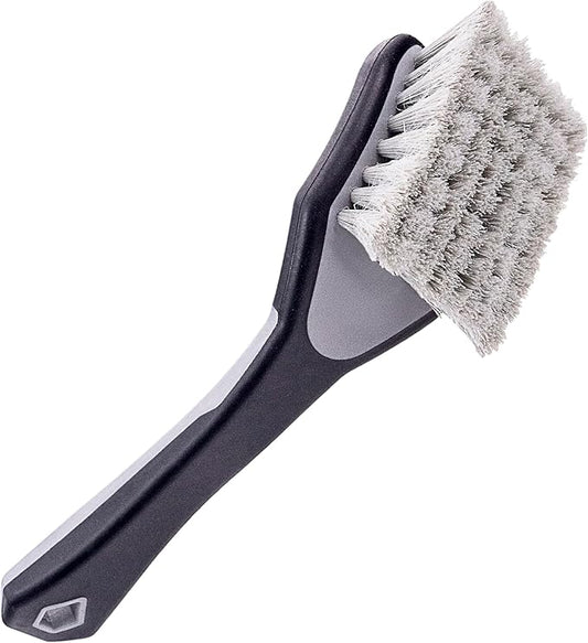 VIKING Upholstery Cleaner Scrub Brush, Cleaning Brush for Seat Covers and Car Detail Kit, Grey with White Bristles, 9.3 x 2.5 x 2.5 inch