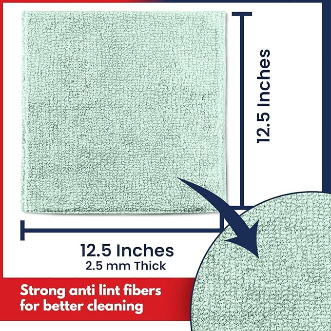 USANOOKS Microfiber Cleaning Cloth - Sea Green - 50Pcs (12.5x12.5 inch) High Performance - 1200 Washes, Ultra Absorbent Car Towel Traps Grime & Liquid for Streak-Free Mirror Shine - car Washing Cloth