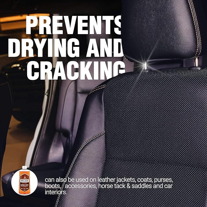 Milsek Leather & Vinyl Cleaner & Conditioner - Cleaning Supplies for Leather Home Furnitures, Couch, Automotive Interior, Shoes, Bags - 12 Fl Oz (Pack of 2) with Microfiber Towel