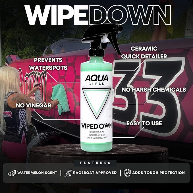 WIPEDOWN 3-in-1 Ceramic Waterless Wash & Quick Detailer | Boat Cleaner | Marine UV Protection, Long-Lasting, High-Gloss | Boats, RVs, Cars | Extend Wax, Coatings, & Sealants | Made in USA