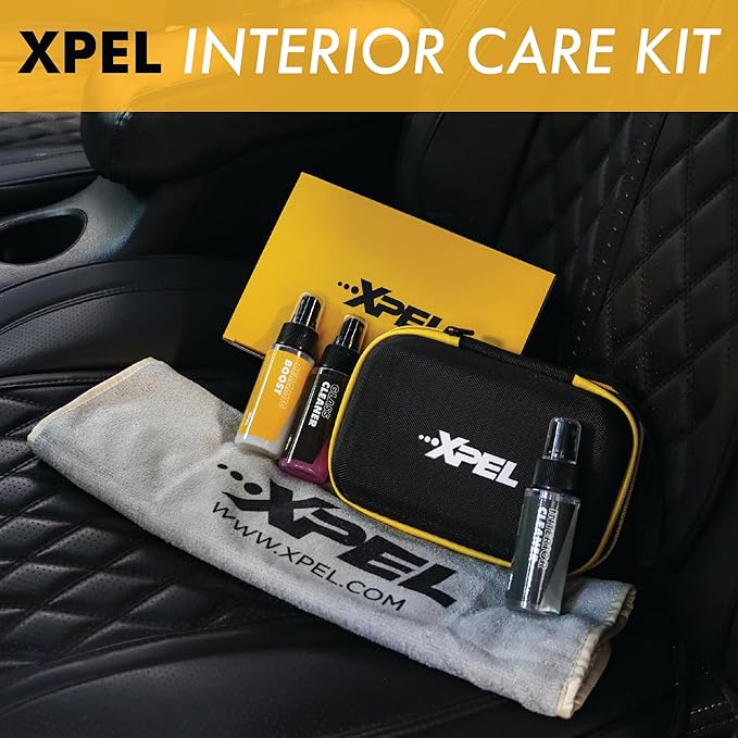 XPEL 3-Pack Interior Care Kit – Car Detailing Set for Interior Surfaces, Trim & Glass | Interior Cleaner, Ceramic Boost, Tint-Safe Glass Cleaner & Premium Microfiber Towel in Branded Case