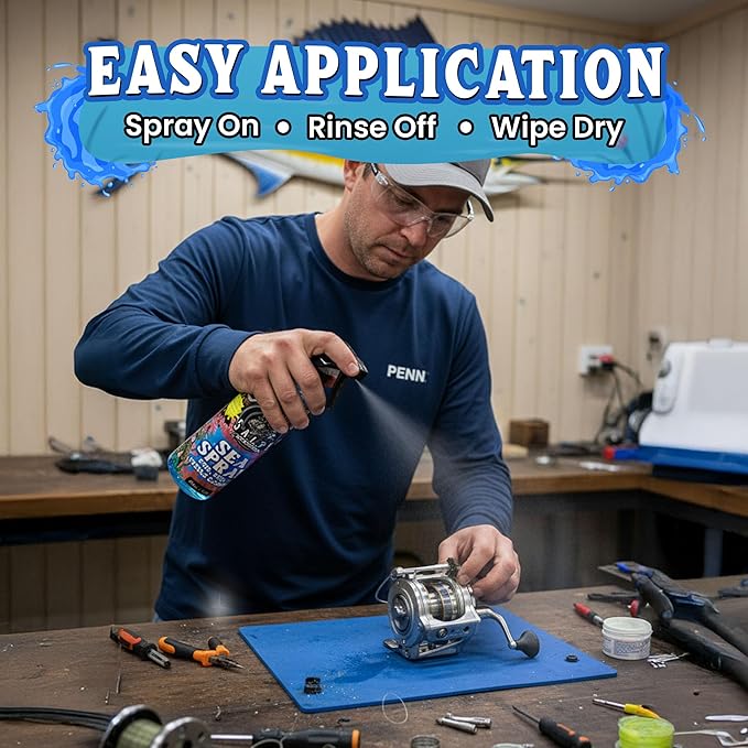 Salty Captain Sea Spray – Fishing Reel Cleaner Spray 500ml – Salt Remover for Rods, Reels & Tackle – Prevents Rust & Corrosion – Easy Reel Cleaning Kit, Extends Gear Life, Fast & Easy Cleaning