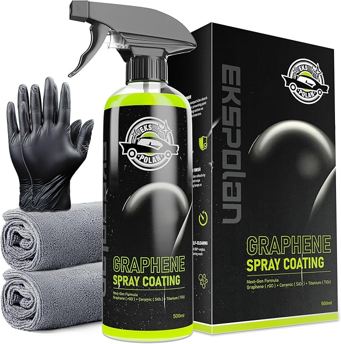 Graphene Spray Coating(16.9 Oz.) - UV Ceramic Coating for Cars -3-in-1Next Gen Car Wax Spray for Cars for Incredibly Slick, Glossy Finish- Waterless Wash & Wax (Green-500ml)