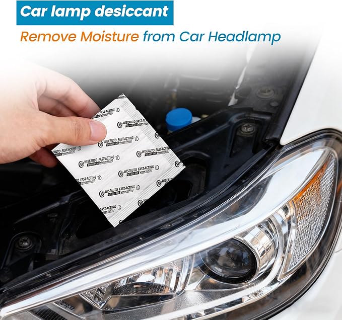 10 Packs 10 Gram Headlight Desiccant with Adhesive, High Absorption Anti-Fog Moisture Packs for Remove Moisture from Car Headlamp & Taillights, All Vehicle Lamps